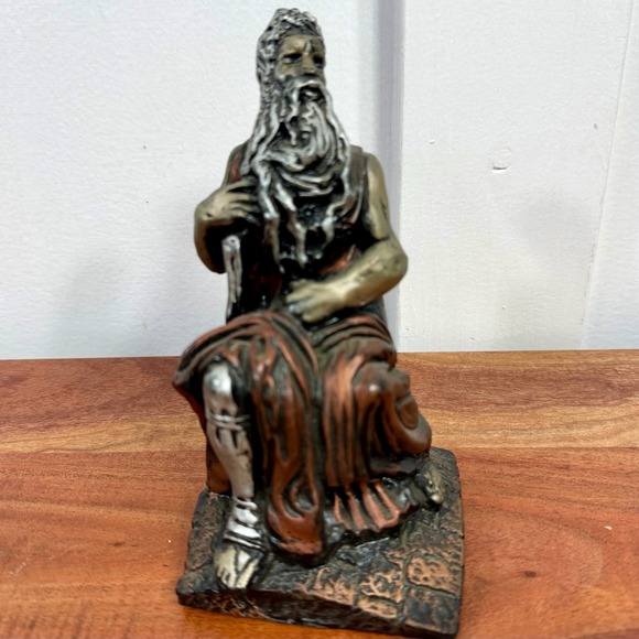 Unbranded Other - Moses Figurine Ten Commandments Crafted From Coal Metallic Detail Statue
